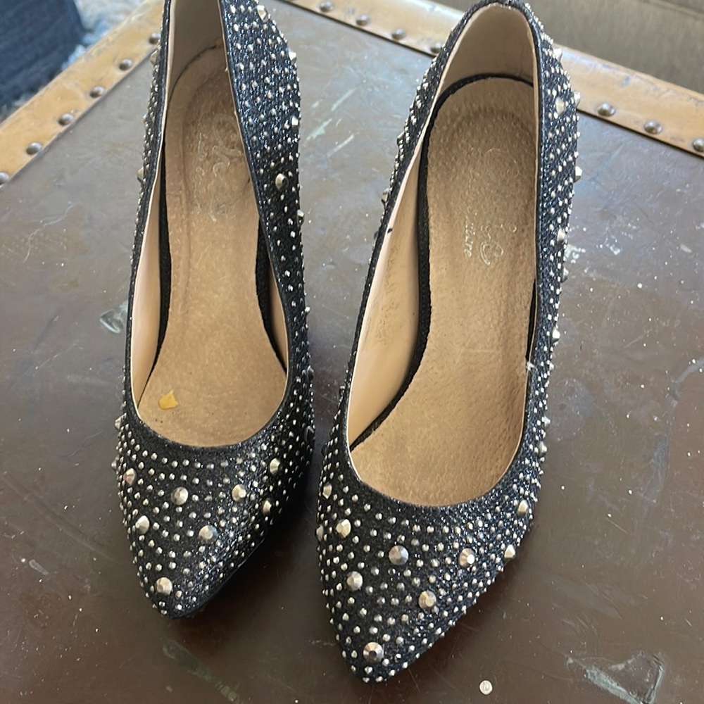 Black studded heels size 6 only worn twice